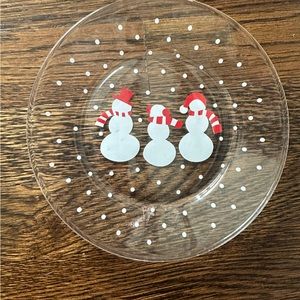 Two 7.5 inch Crate and Barrel Snowman Plates